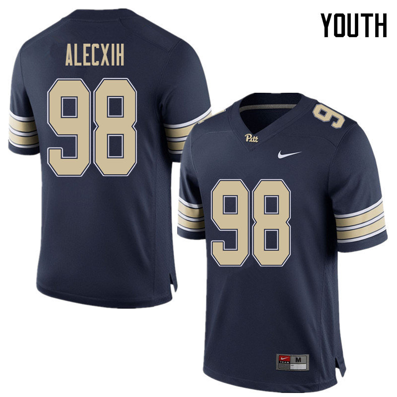 Youth #98 Chas Alecxih Pittsburgh Panthers College Football Jerseys Sale-Home Blue